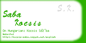 saba kocsis business card